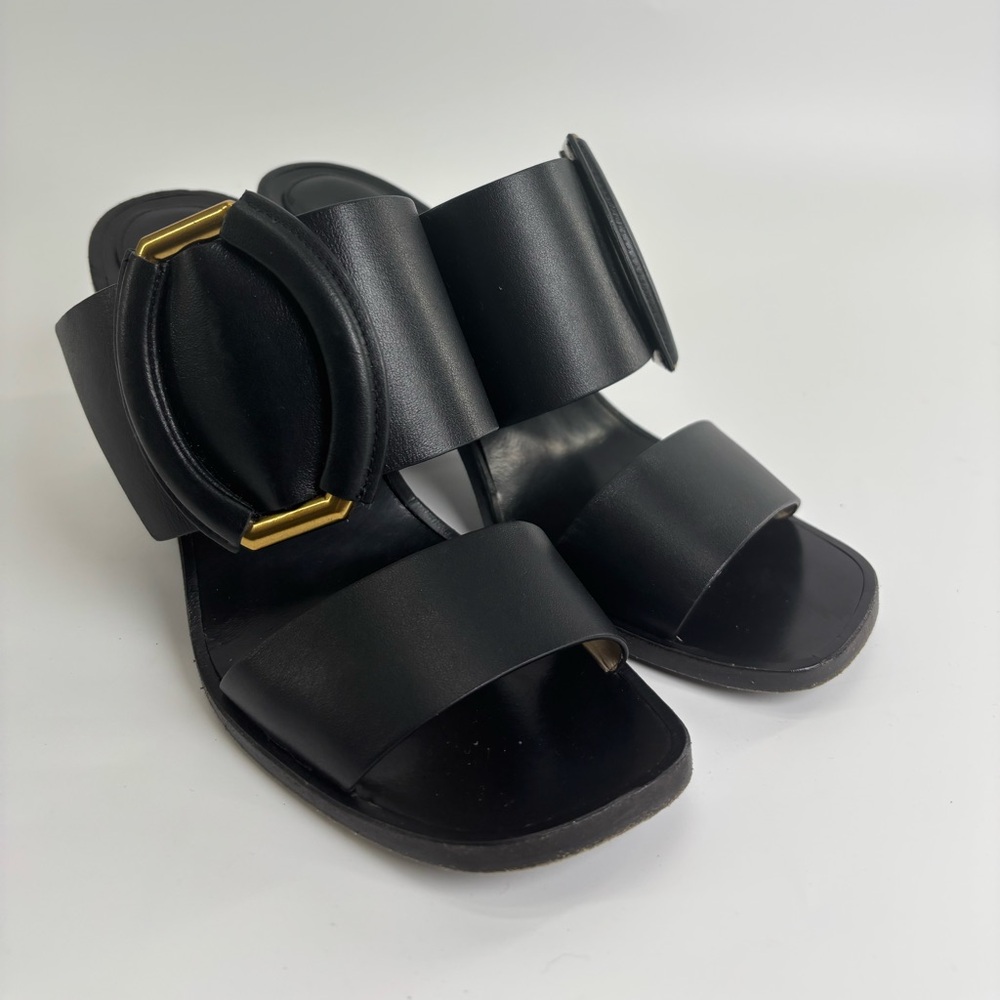 Banana Republic Ravello sandals 8 black leather high heel Italy - Picture 2 of 12
